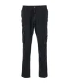 Stone Island Black Slim Cargo Pants With Elasticated Waist And Logo Patch In Stretch Cotton Man In Black