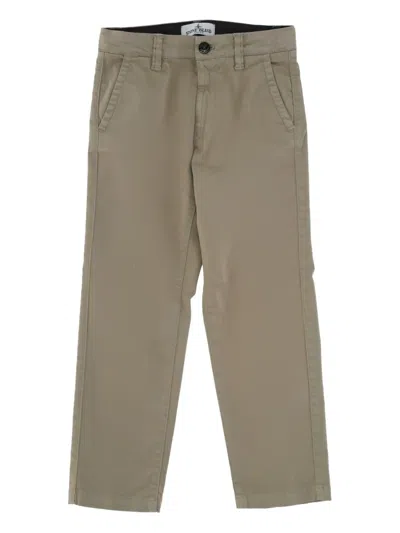 Stone Island Kids' Logo-patch Trousers In Green