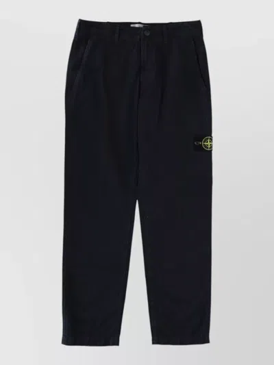 Stone Island Logo Patch Trousers With Side And Back Pockets In Black