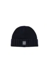 STONE ISLAND LOGO-PATCH TURN-UP BEANIE