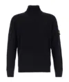 Stone Island Turtleneck Sweater In Virgin Wool With Logo Patch In Black
