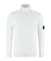Stone Island Compass-motif Roll-neck Jumper In White