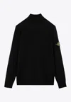 Stone Island Turtleneck Jumper With Finely Ribbed Trims In Black