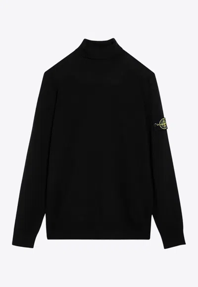 STONE ISLAND LOGO-PATCH TURTLENECK SWEATER