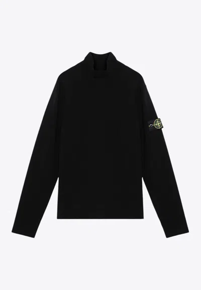 STONE ISLAND LOGO-PATCH TURTLENECK SWEATER