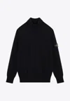 Stone Island Turtleneck Jumper With Finely Ribbed Trims In Black