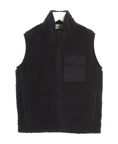 Stone Island Logo Patch Vest In Blue