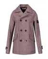 Stone Island Logo-patch Virgin-wool Blend Double-breasted Coat In Gray