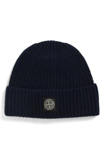 STONE ISLAND STONE ISLAND LOGO PATCH VIRGIN WOOL RIB BEANIE