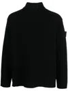 Stone Island Logo-patch Virgin Wool Roll-neck Jumper In Black