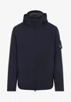 Stone Island Logo Patch Windbreaker Jacket In Blue
