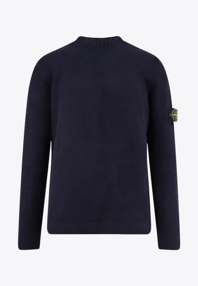 STONE ISLAND LOGO PATCH WOOL-BLEND SWEATER
