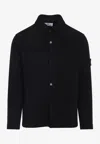 Stone Island Textured Knit Sweater With Button-up Front In Black