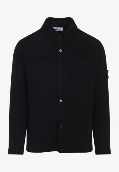 STONE ISLAND LOGO-PATCH WOOL OVERSHIRT