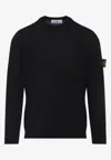 Stone Island Logo Patch Wool Sweater In Black