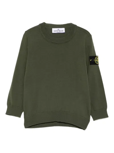 Stone Island Logo-patch Wool Sweater In Green