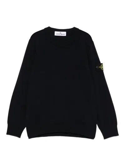 Stone Island Logo-patch Wool Sweater In Blue