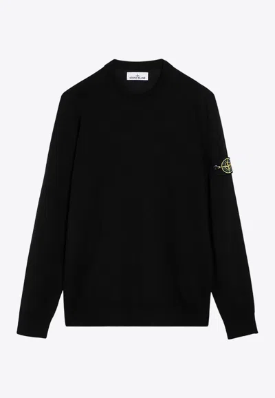 STONE ISLAND LOGO-PATCH WOOL SWEATER