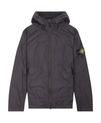 Stone Island Logo-patch Zip-up Bomber Jacket In Blue