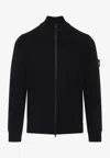 Stone Island Sweater Wool Blend Standing Collar In Black