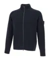 Stone Island Ghost Waffle-knit Virgin Wool Zip-up Cardigan In Blue
