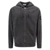 Stone Island Logo-patch Zip-up Cotton Hoodie In Black