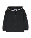 Stone Island Logo-patch Zip-up Hooded Jacket In Black