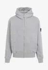 Stone Island Hooded Sweatshirt With Ribbed Cuffs And Hem In Gray