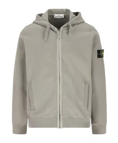 STONE ISLAND STONE ISLAND LOGO PATCH ZIP-UP HOODIE