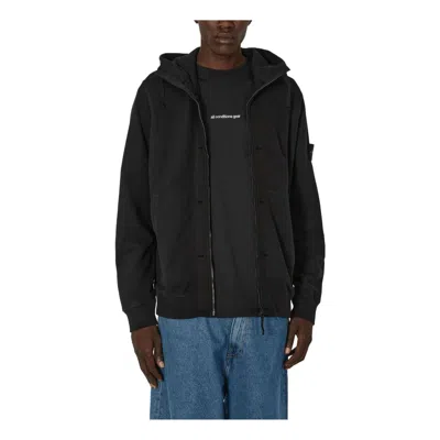 Stone Island Logo Patch Zip-up Hoodie 'black'