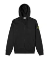 Stone Island Hooded Zip-up Sweatshirt In Organic Cotton Fleece In Black