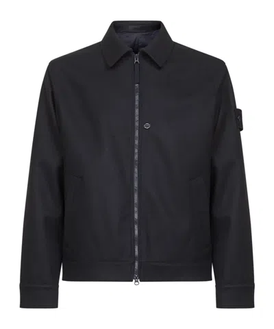 Stone Island Double-slider Zipped Shirt Jacket In Blue