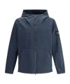 Stone Island Logo Patch Zip-up Jacket In Blue