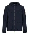 Stone Island Hooded Flap-pocket Jacket In Blue