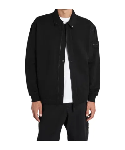 Stone Island Zipper Sweatshirt In Black