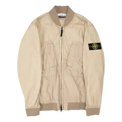 Stone Island Logo Patch Zipped Bomber Jacket 'dove Grey' In Neutral