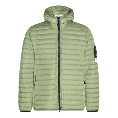 Stone Island Logo Patch Zipped Down Jacket 'green'