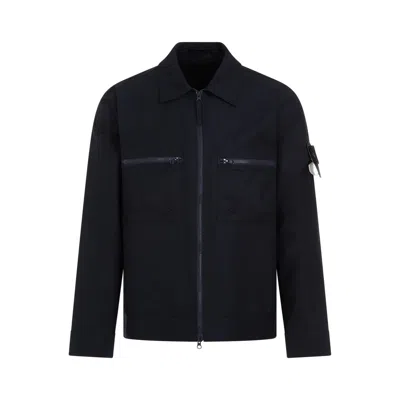 Stone Island Logo Patch Zipped Jacket In Navy