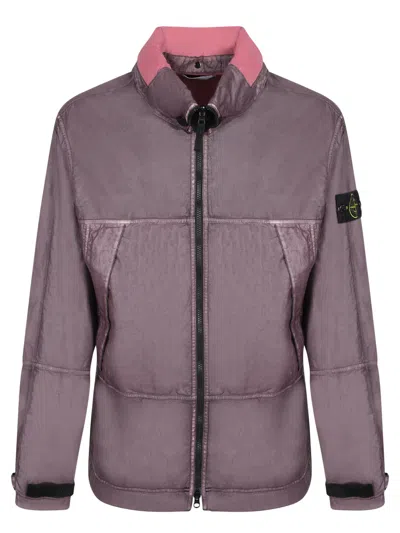 Stone Island Logo-patch Zipped Jacket In Purple