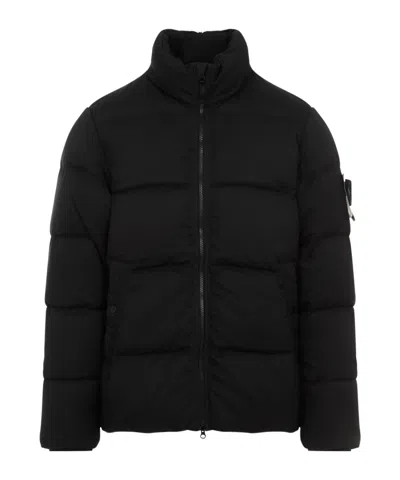 Stone Island Logo Patch Zipped Padded Jacket In Black