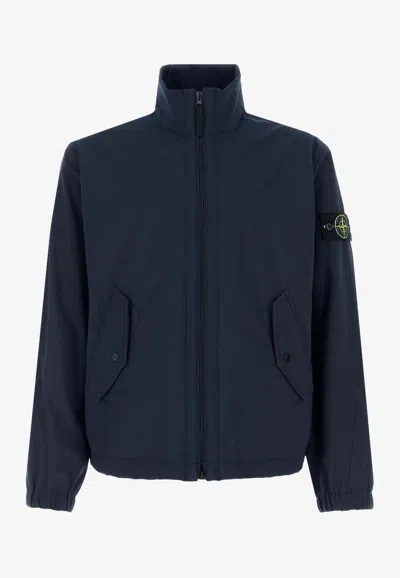 STONE ISLAND LOGO PATCH ZIP-UP JACKET