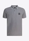 Stone Island Logo-patched Polo T-shirt In Gray