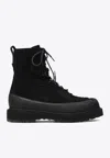 Stone Island Hiking Boot With Dual Lacing And Lug Sole In Black