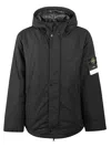 Stone Island Logo Patched Windbreaker In Nero