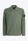 Stone Island Logo-patched Zip-up Jacket In Green