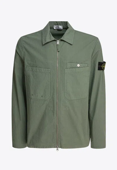 STONE ISLAND LOGO-PATCHED ZIP-UP JACKET