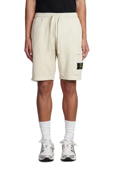 Stone Island Fleece Bermuda Shorts Beige Cotton In Sand