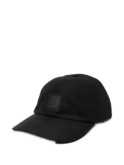 Stone Island Logo-plaque Baseball Cap Hat In Black
