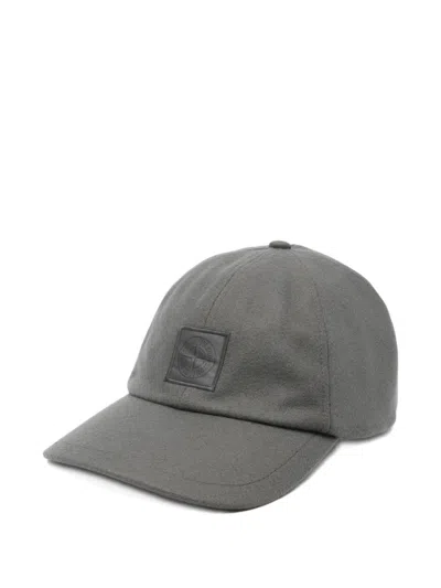 Stone Island Logo-plaque Cap Hat In Gray