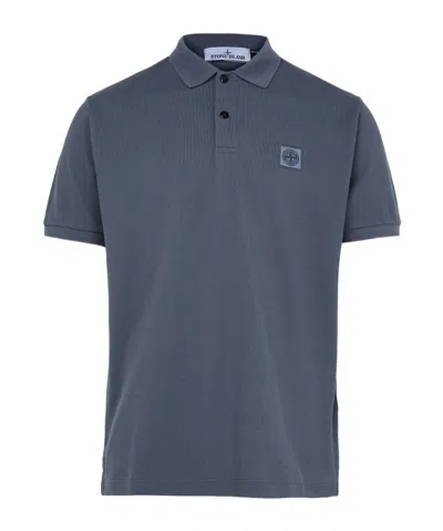 Stone Island Logo Polo In Blue